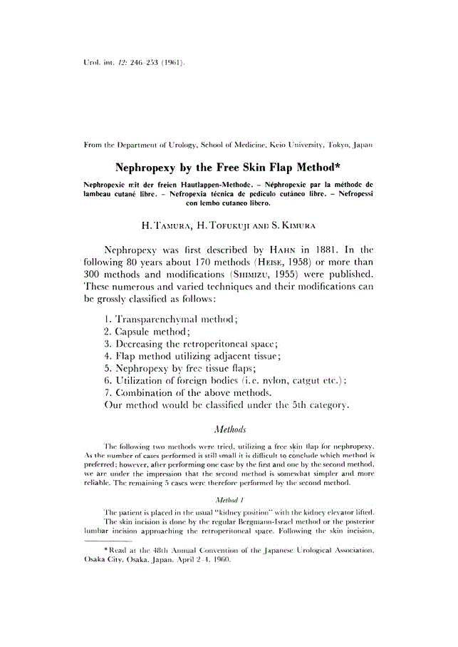 First page of Nephropexy by the Free Skin Flap Method
