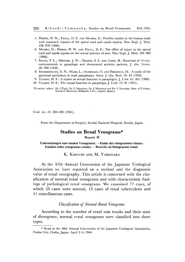 First page of Studies on Renal Venograms<subtitle>Report II</subtitle>