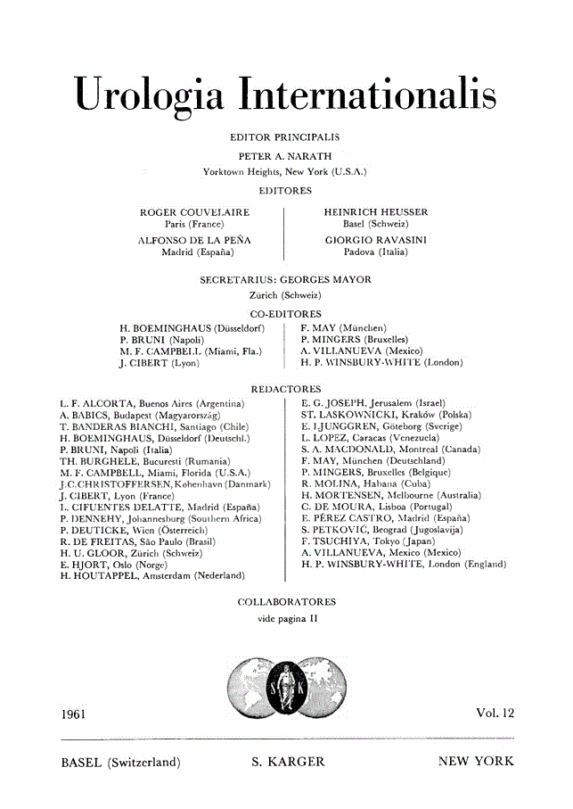 First page of Contents, Vol. 12, 1961