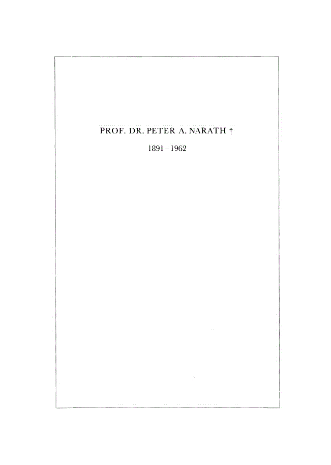 First page of Prof. Dr. Peter A. Narath †
