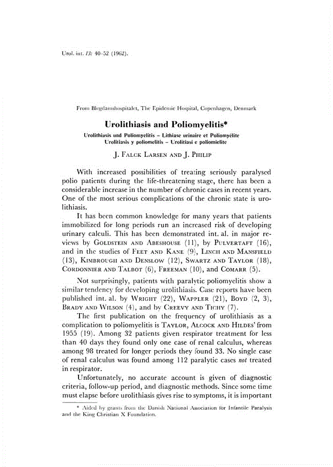 First page of Urolithiasis and Poliomyelitis