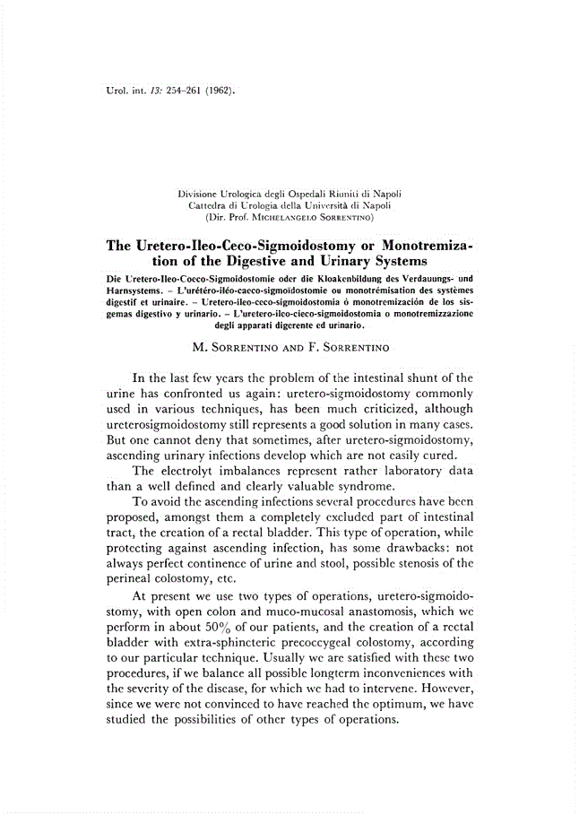 First page of The Uretero-Ileo-Ceco-Sigmoidostomy or Monotremization of the Digestive and Urinary Systems