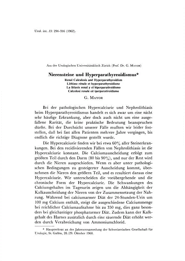 First page of Nierensteine und Hyperparathyreoidismus