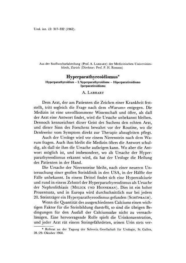 First page of Hyperparäthyreoidismus