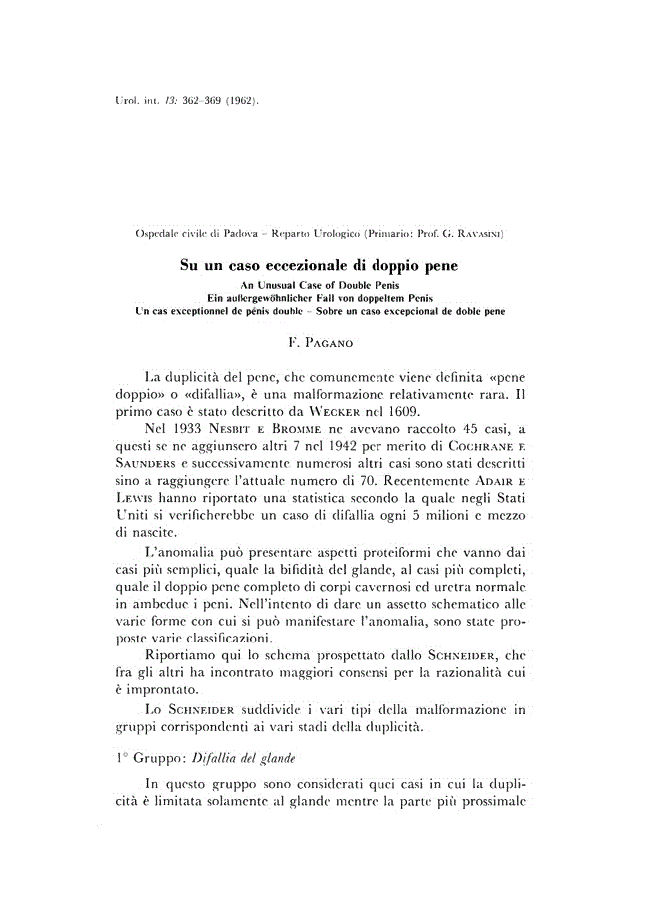 First page of Su un caso eccezionale di doppio pene