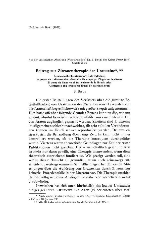 First page of Beitrag zur Zitronentherapie der Uratsteine