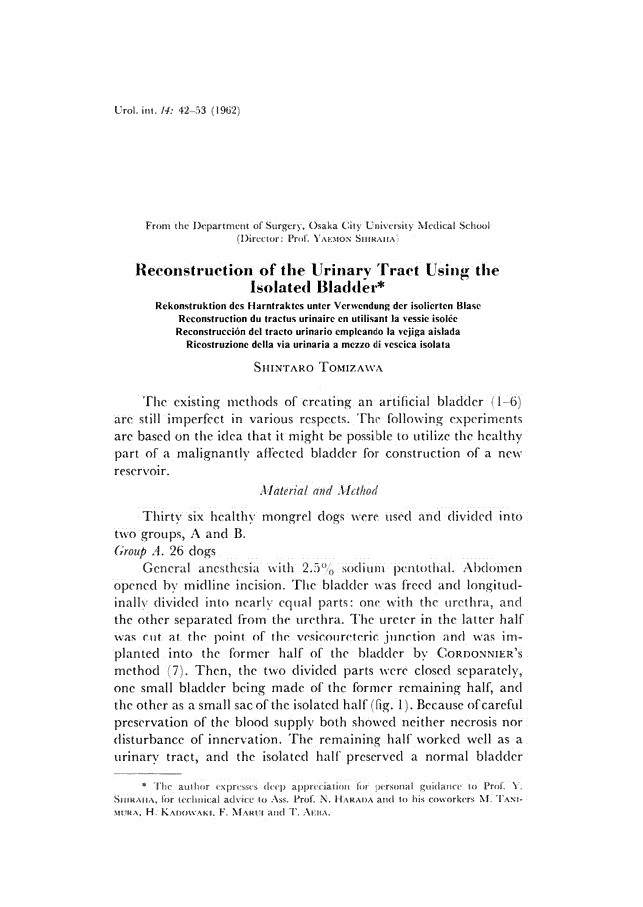First page of Reconstruction of the Urinary Tract Using the Isolated Bladder