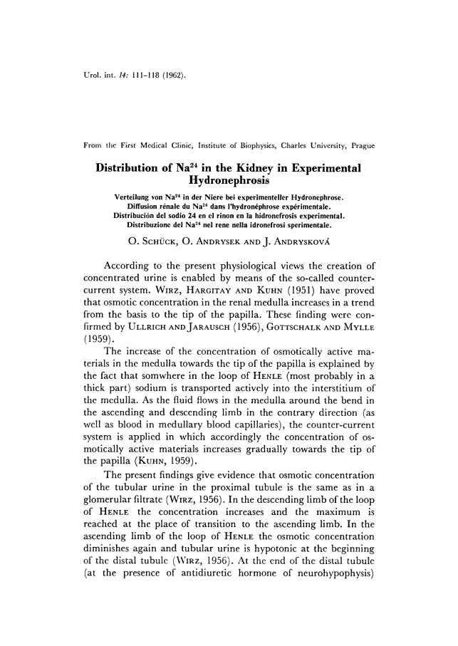 First page of Distribution of Na<sup>24</sup> in the Kidney in Experimental Hydronephrosis