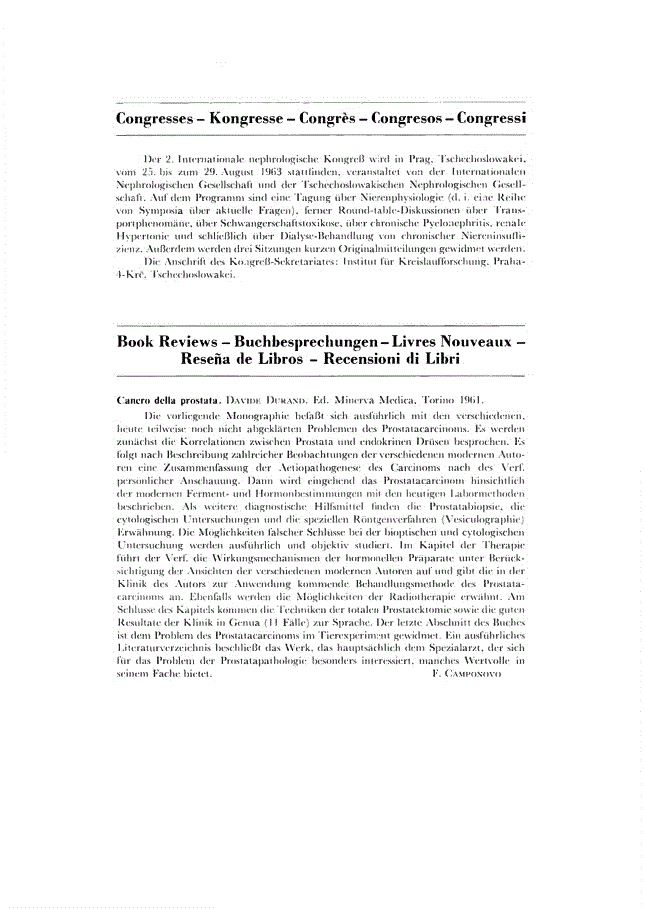 First page of Congresses / Book Reviews