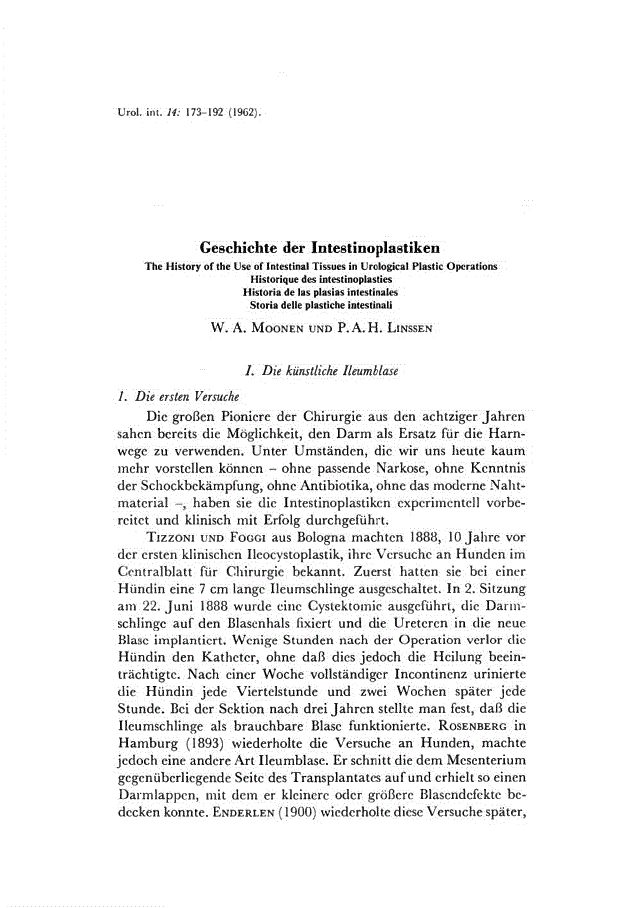First page of Geschichte der Intestinoplastiken