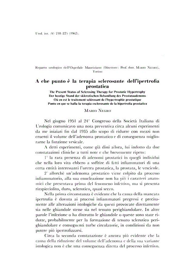 First page of A che punto è la terapia sclerosante dell’ipertrofia prostatica