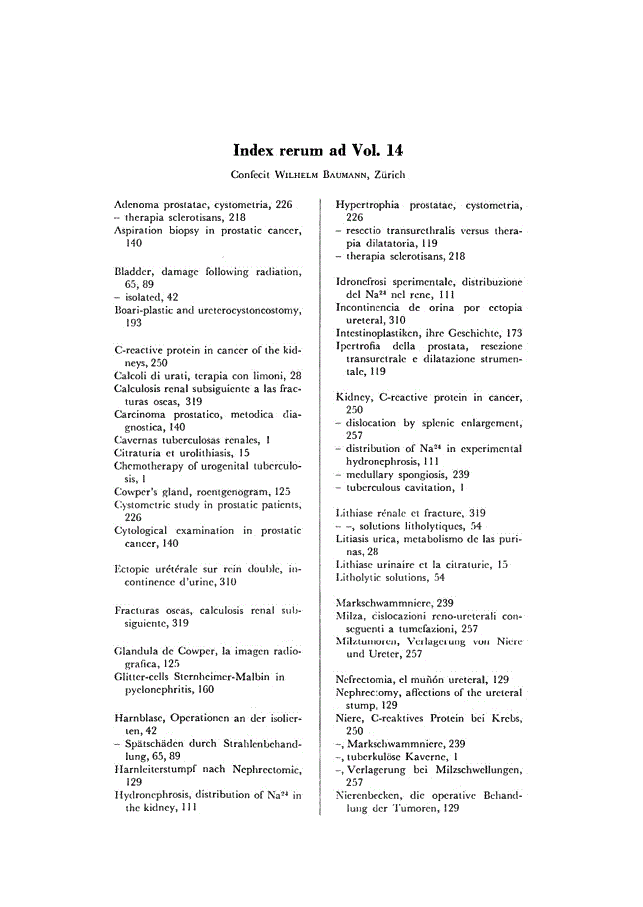 First page of Index rerum ad Vol. 14