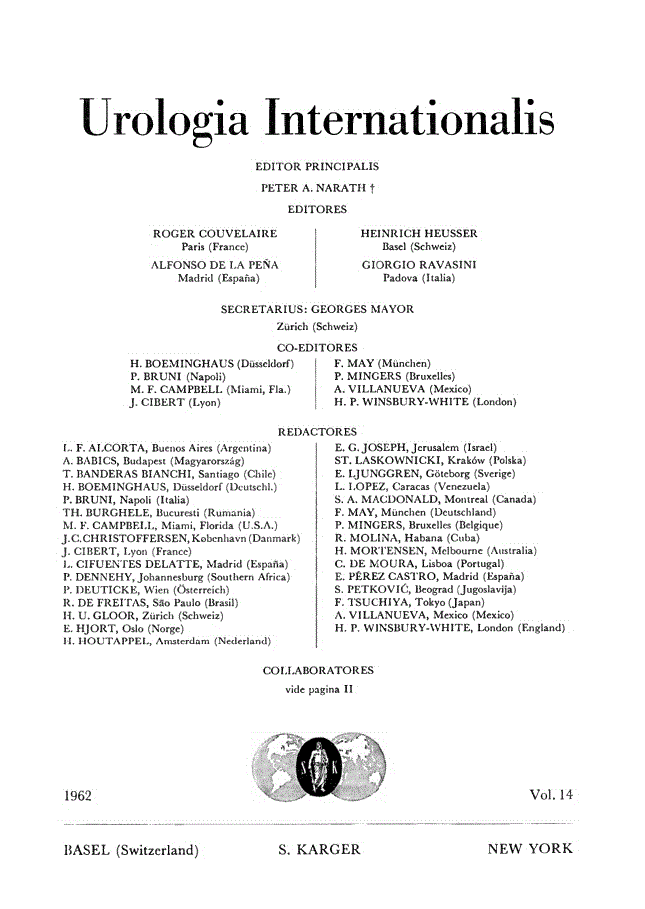 First page of Contents, Vol. 14, 1962