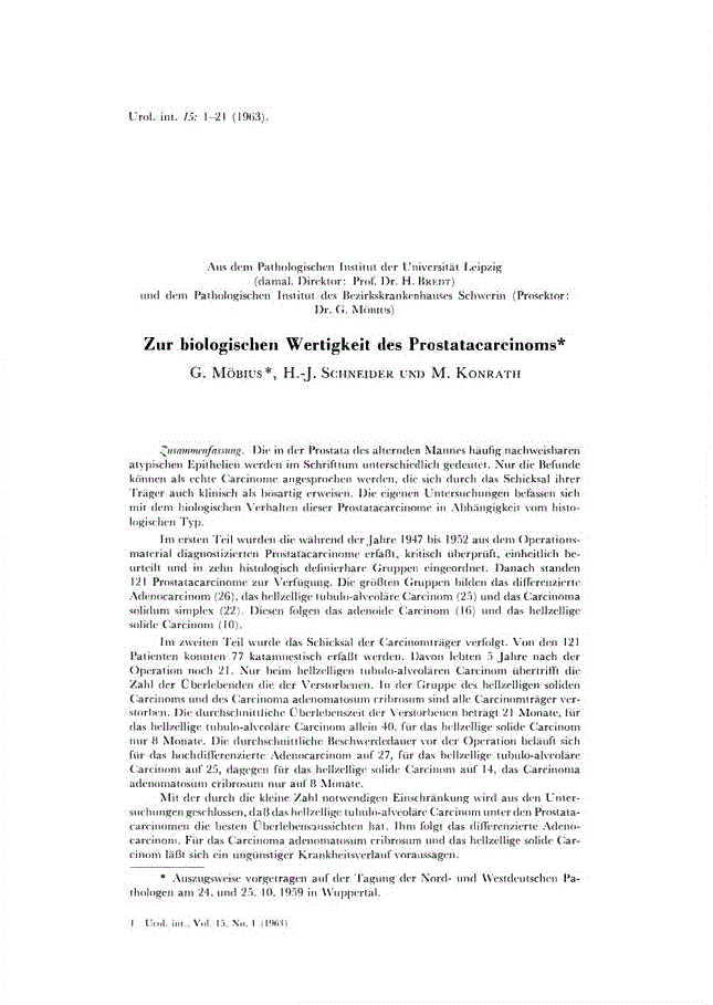 First page of Zur biologischen Wertigkeit des Prostatacarcinoms
