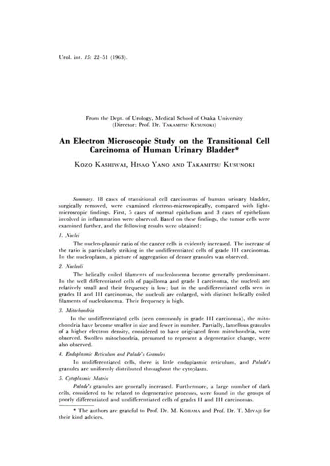 First page of An Electron Microscopic Study on the Transitional Cell Carcinoma of Human Urinary Bladder