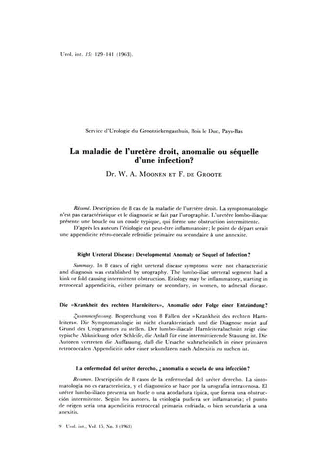 First page of La maladie de l’uretère droit, anomalie ou séquelle d’une infection?