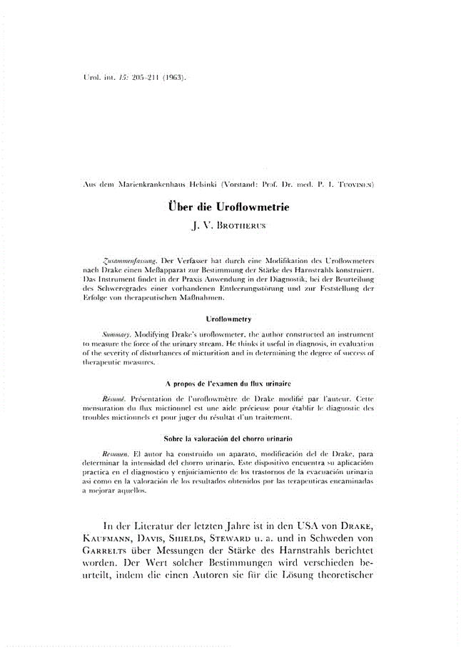 First page of Über die Uroflowmetrie