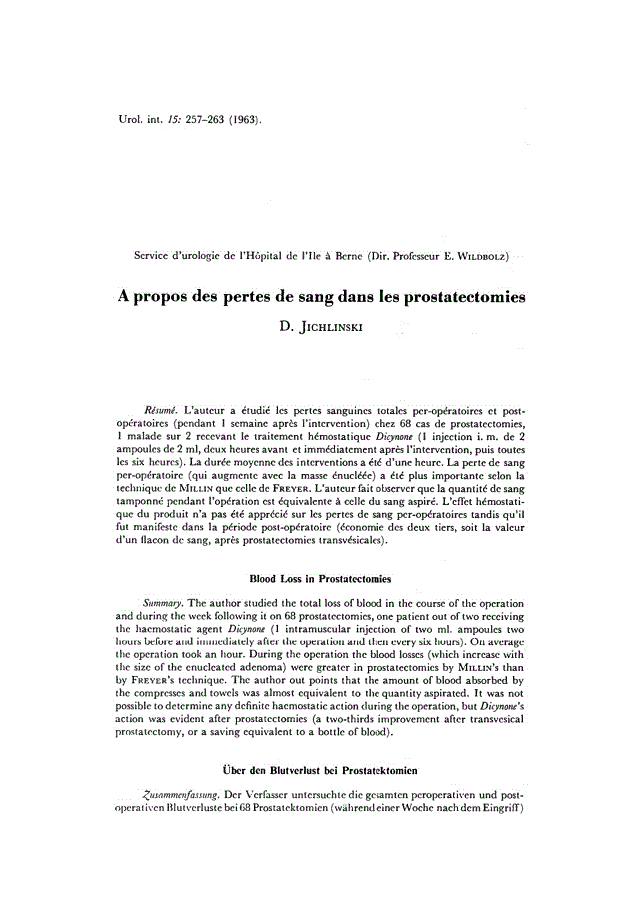 First page of A propos des pertes de sang dans les prostatectomies