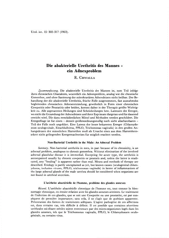 First page of Die abakterielle Urethritis des Mamies – ein Adnexproblem