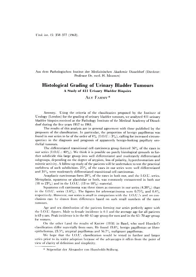 First page of Histological Grading of Urinary Bladder Tumours<subtitle>A Study of 411 Uriuary Bladder Biopsies</subtitle>