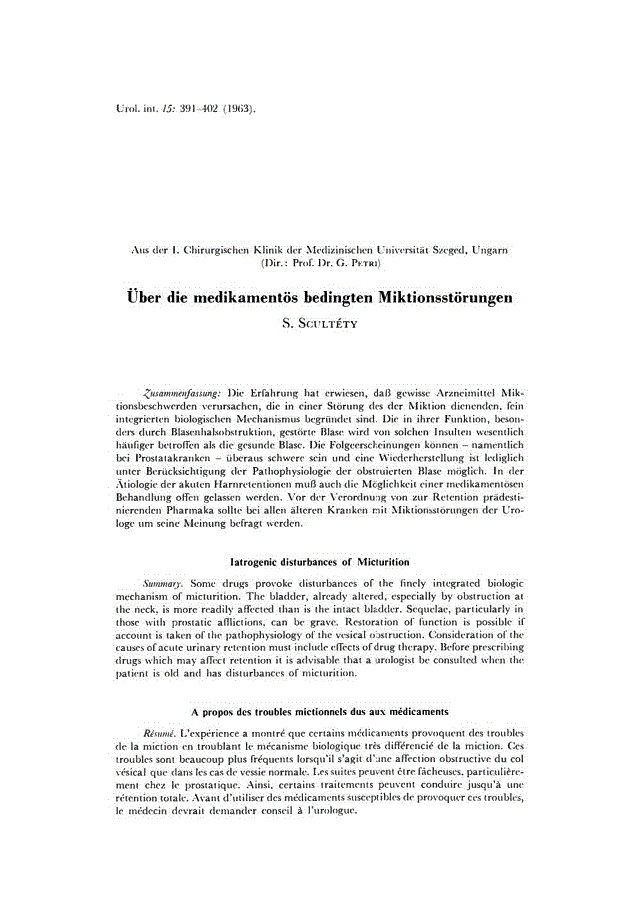 First page of Uber die medikamentös bedingten Miktionsstörungen