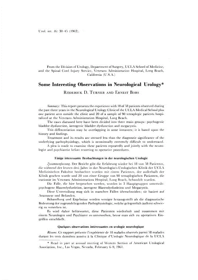 First page of Some Interesting Observations in Neurological Urology