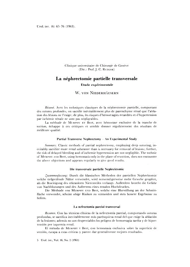 First page of La néphrectomie partielle transversale