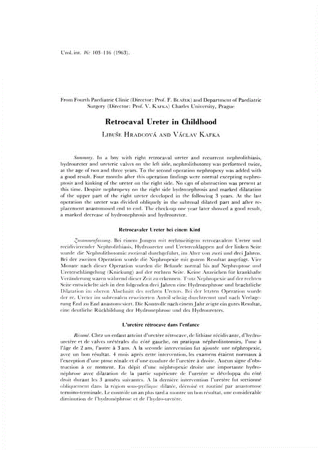 First page of Retrocaval Ureter in Childhood