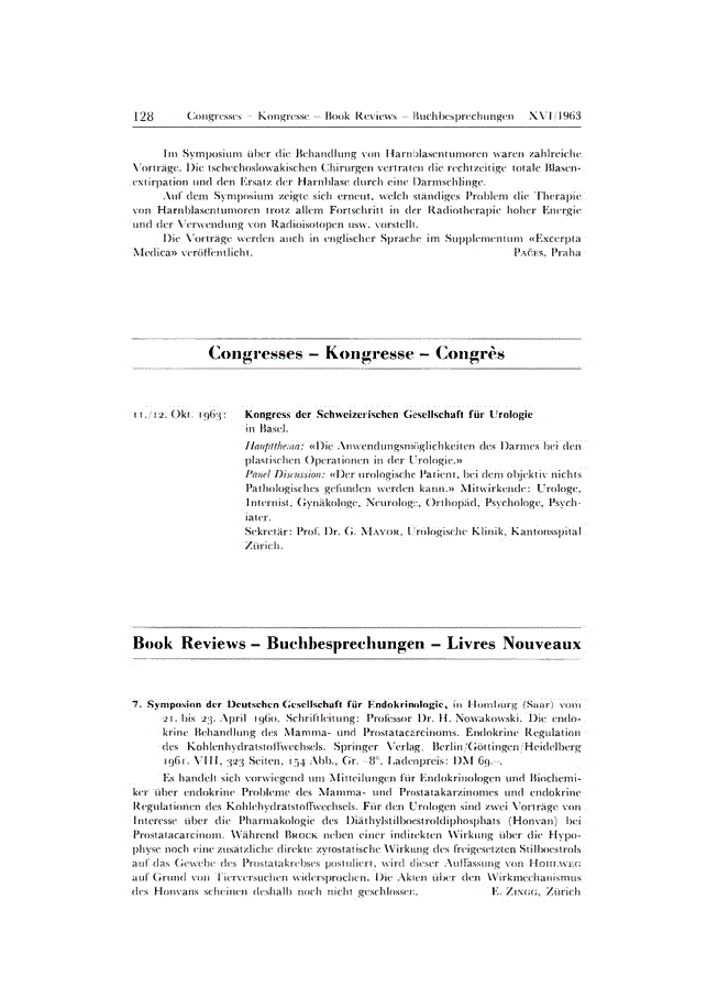 First page of Congresses / Book Reviews