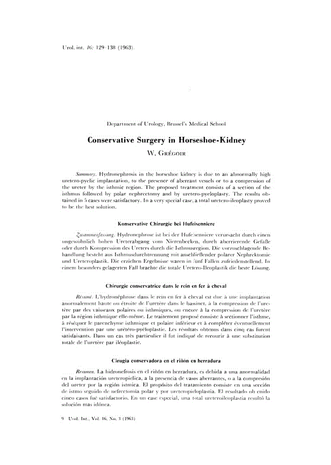 First page of Conservative Surgery in Horseshoe-Kidney