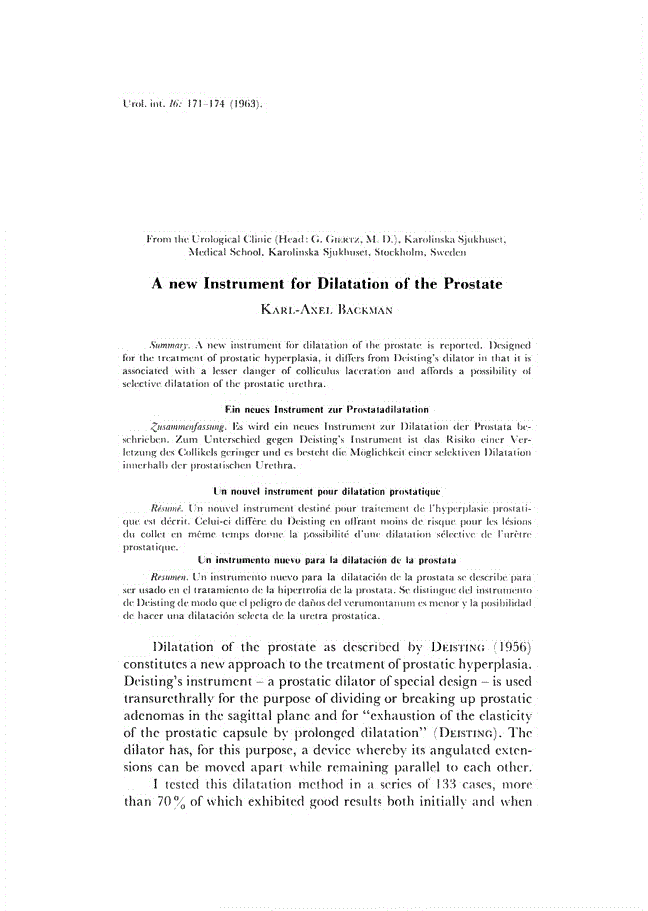 First page of A new Instrument for Dilatation of the Prostate