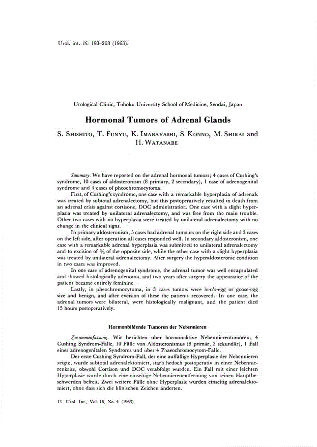 First page of Hormonal Tumors of Adrenal Glands