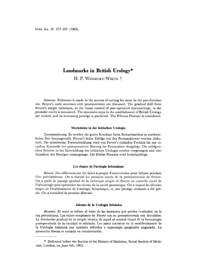 First page of Landmarks in British Urology