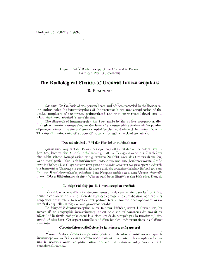 First page of The Radiological Picture of Ureteral Intussusceptions