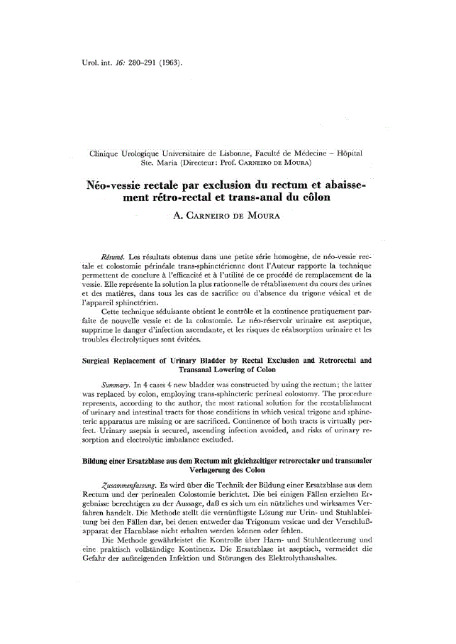 First page of Néo-vessie rectale par exclusion du rectum et abaissement rétro-rectal et trans-anal du côlon