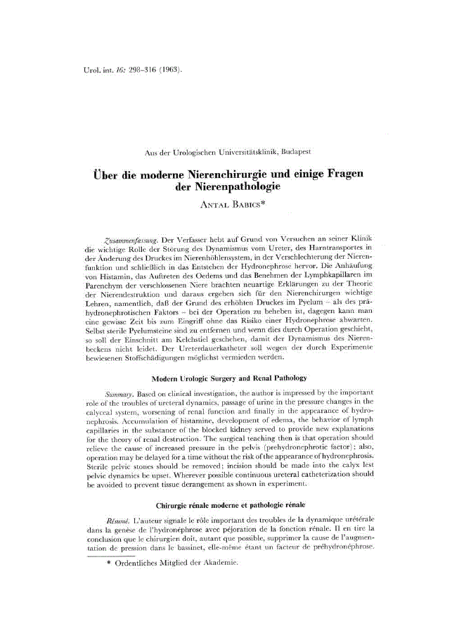 First page of Über die moderne Nierenchirurgie und einige Fragen der Nierenpathologie