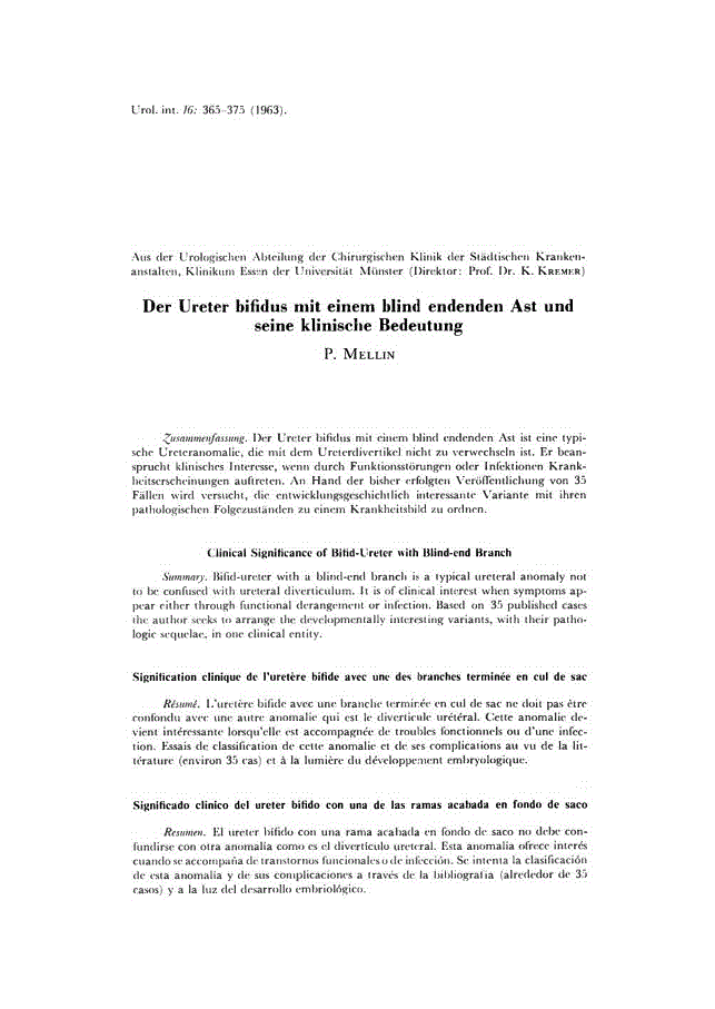 First page of Der Ureter bifidus mit einem blind endenden Ast und seine klinische Bedeutung