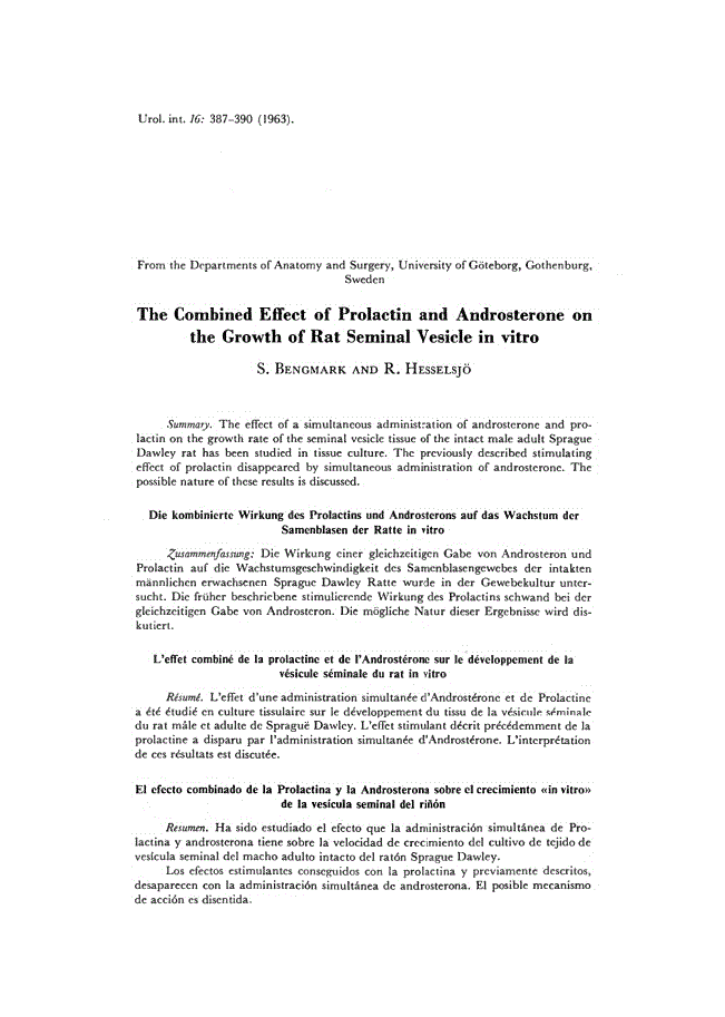 First page of The Combined Effect of Prolactin and Androsterone on the Growth of Rat Seminal Vesicle in vitro