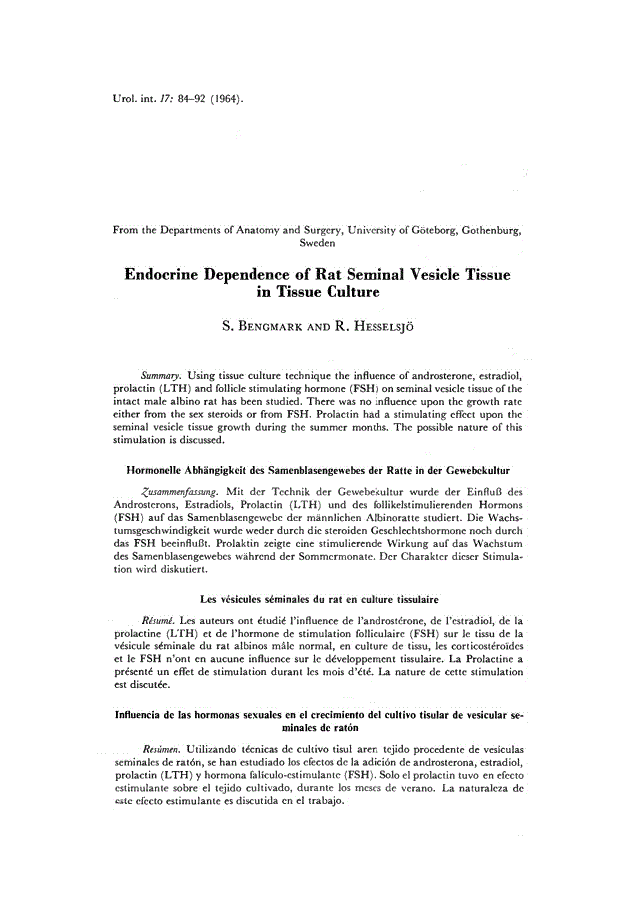 First page of Endocrine Dependence of Rat Seminal Vesicle Tissue in Tissue Culture