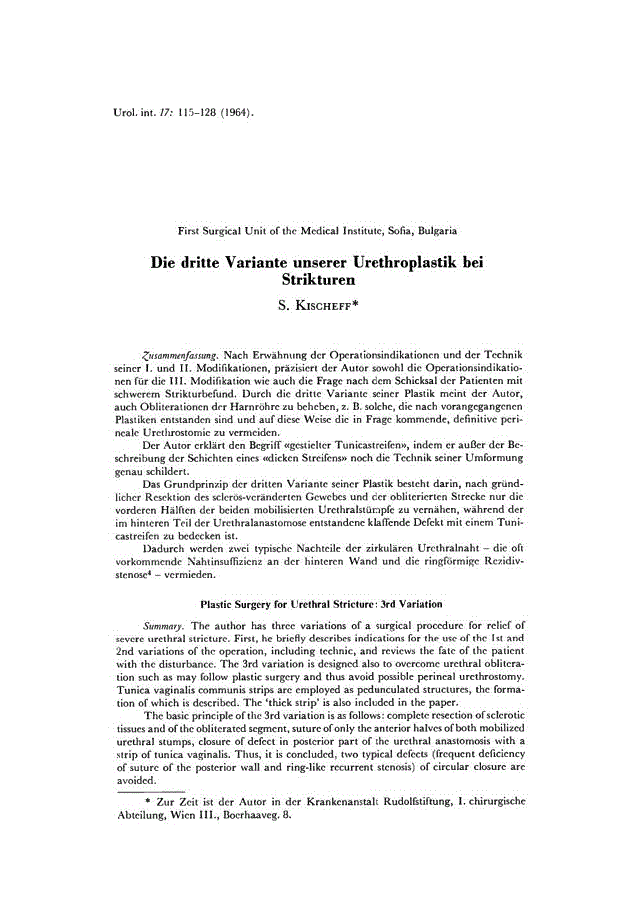 First page of Die dritte Variante unserer Urethroplastik bei Strikturen