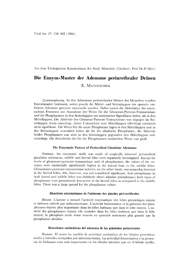 First page of Die Enzym-Muster der Adenome periurethraler Drüsen