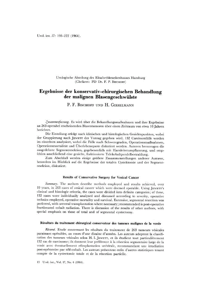 First page of Ergebnisse der konservativ-chirurgischen Behandlung der malignen Blasengeschwülste