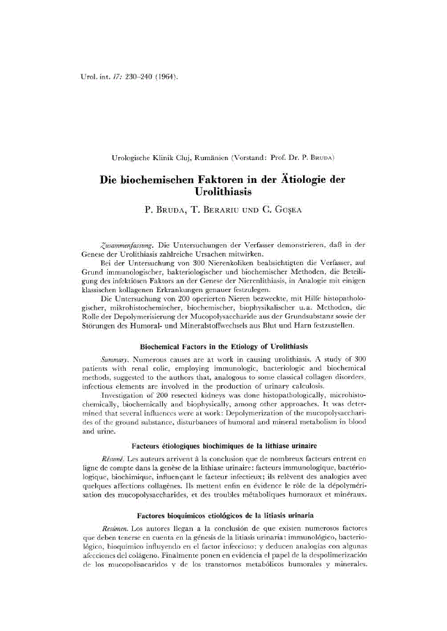 First page of Die biochemischen Faktoren in der Atiologie der Urolithiasis