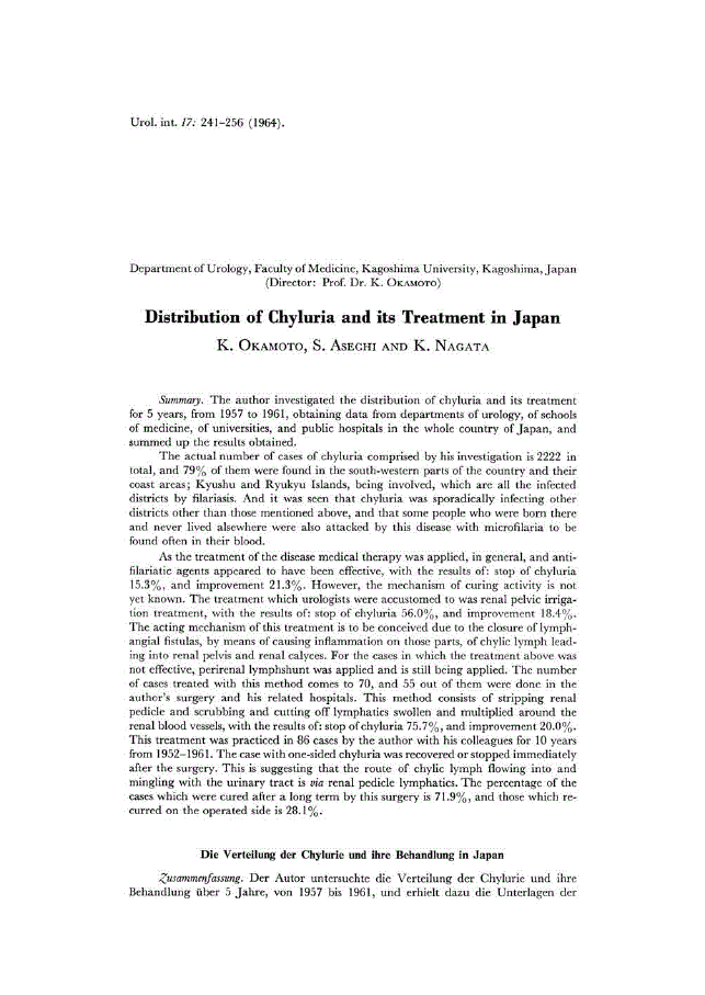 First page of Distribution of Chyluria and its Treatment in Japan