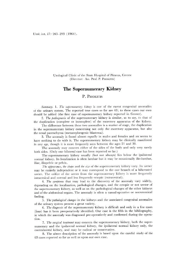First page of The Supernumerary Kidney
