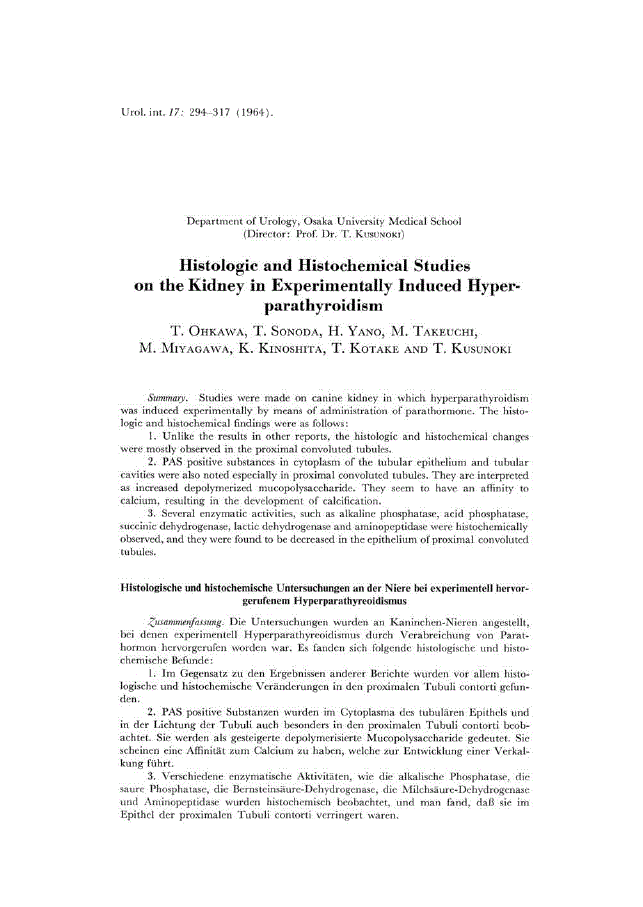 First page of Histologic and Histochemical Studies on the Kidney in Experimentally Induced Hyperparathyroidism