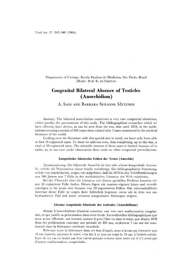 First page of Congenital Bilateral Absence of Testicles (Anorchidism)