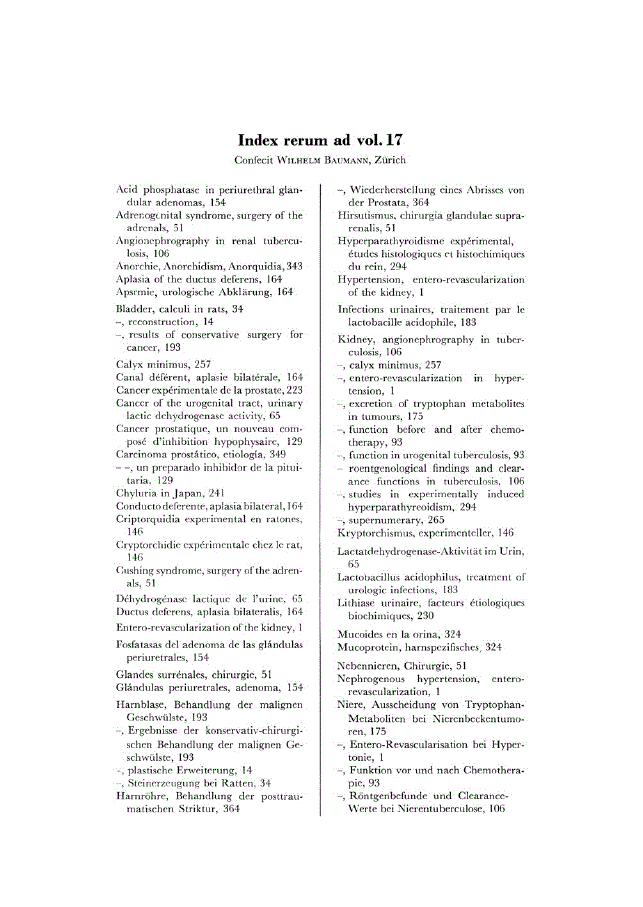 First page of Index rerum ad vol. 17