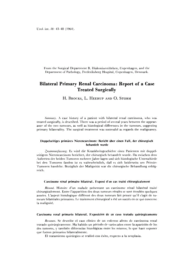 First page of Bilateral Primary Renal Carcinoma: Report of a Case Treated Surgically