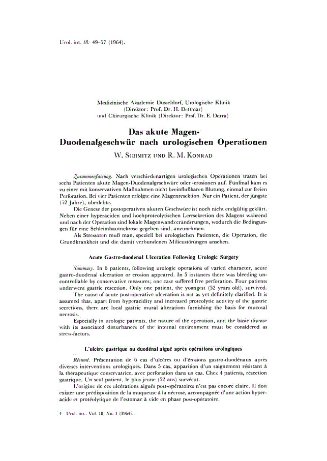 First page of Das akute Magen-Duodenalgeschwür nach urologischen Operationen